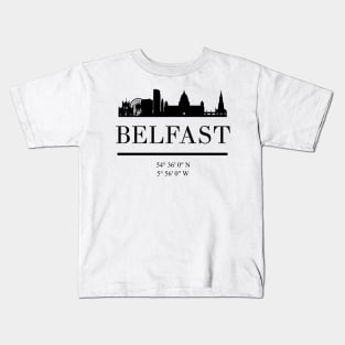 BELFAST NORTHERN IRELAND BLACK SILHOUETTE SKYLINE ART Kids T-Shirt